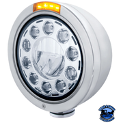 STAINLESS BULLET CLASSIC HEADLIGHT 11 LED BULB WITH DUAL MODE LED TURN SIGNAL (Choose Mode) (Choose Color) HEADLIGHT Dual / Amber,Single / Amber Light Gray