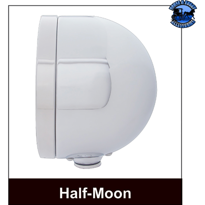 STAINLESS BULLET HALF MOON HEADLIGHT 11 LED BULB & LED TURN SIGNAL (Choose Mode) (Choose Color) HEADLIGHT Dual / Amber,Dual / Clear,Single / Amber,Single / Clear Light Gray