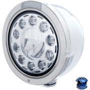 STAINLESS BULLET HALF MOON HEADLIGHT 11 LED BULB & LED TURN SIGNAL (Choose Mode) (Choose Color) HEADLIGHT Dual / Clear,Single / Clear Light Gray