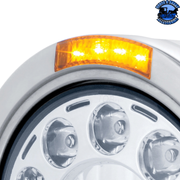 STAINLESS BULLET HALF MOON HEADLIGHT 11 LED BULB & LED TURN SIGNAL (Choose Mode) (Choose Color) HEADLIGHT Dual / Amber,Dual / Clear,Single / Amber,Single / Clear Light Gray