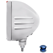 STAINLESS STEEL BULLET EMBOSSED STRIPE HEADLIGHT H4 WITH 6 AMBER LEDS & DUAL MODE LED SIGNAL (Choose Color) HEADLIGHT Amber,Clear Light Gray