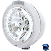 CHROME CLASSIC HEADLIGHT H4 WITH 34 WHITE LED & SIGNAL (Choose Mode) (Choose Color) HEADLIGHT Dual / Clear,Single / Clear Light Gray