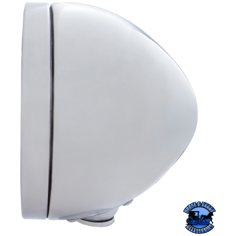 CHROME CLASSIC HEADLIGHT H4 WITH 34 AMBER LED & DUAL MODE LED SIGNAL (Choose Color) HEADLIGHT Amber,Clear Gray