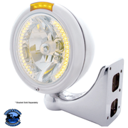 CHROME CLASSIC HEADLIGHT H4 WITH 34 AMBER LED & DUAL MODE LED SIGNAL (Choose Color) HEADLIGHT Amber,Clear Light Gray