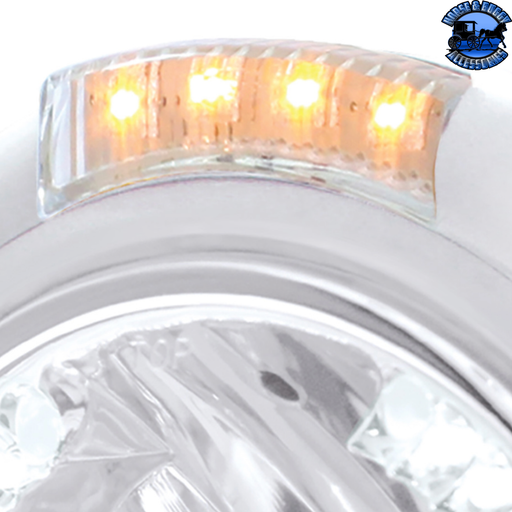 Light Gray STAINLESS STEEL CLASSIC HEADLIGHT H4 WITH 34 WHITE LED & DUAL MODE LED SIGNAL (Choose Color) HEADLIGHT Clear,Amber