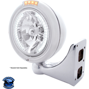 STAINLESS STEEL CLASSIC HEADLIGHT H4 WITH 34 WHITE LED & DUAL MODE LED SIGNAL (Choose Color) HEADLIGHT Clear,Amber Light Gray