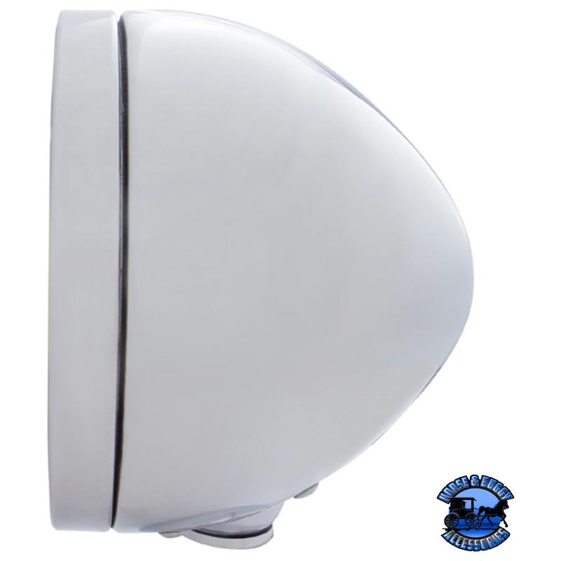 STAINLESS STEEL CLASSIC HEADLIGHT H4 WITH 34 AMBER LED & DUAL MODE LED SIGNAL (Choose Color) HEADLIGHT Amber,Clear Gray