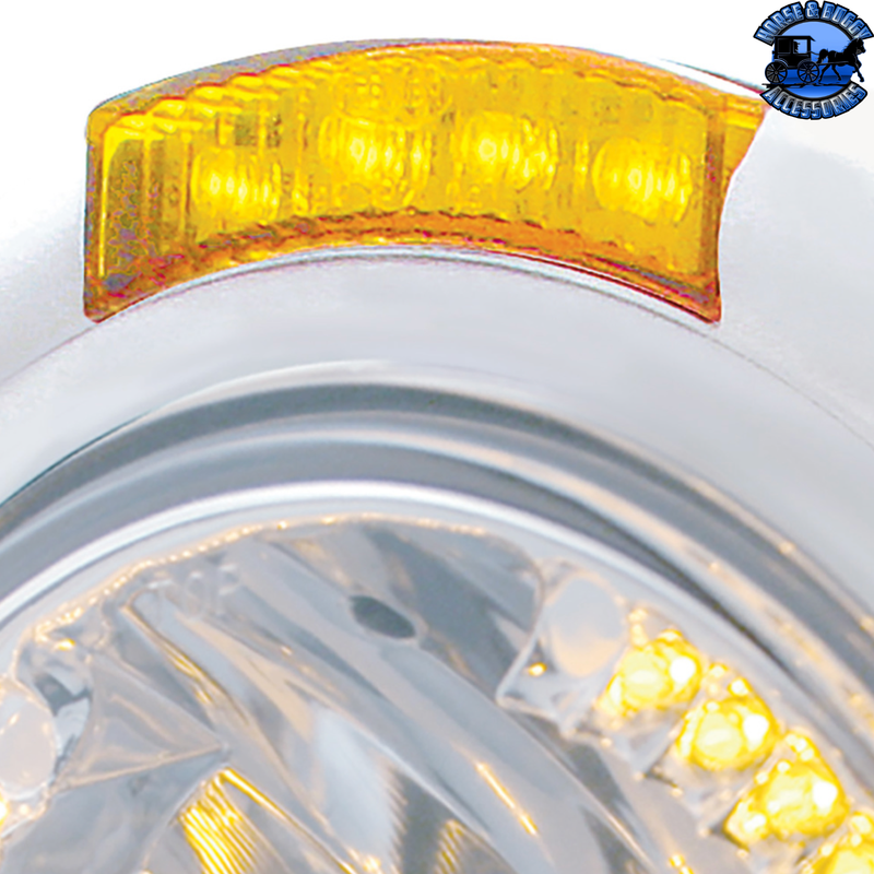 STAINLESS STEEL CLASSIC HEADLIGHT H4 WITH 34 AMBER LED & DUAL MODE LED SIGNAL (Choose Color) HEADLIGHT Amber,Clear Gray