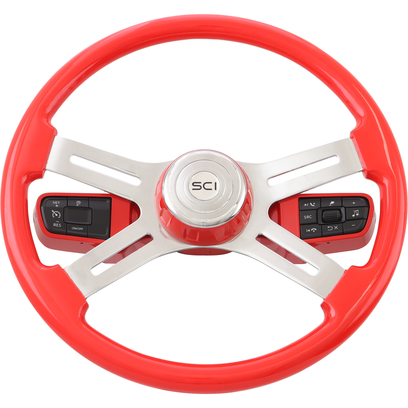 #9505 For Kenworth and Peterbilt trucks (2023 newer)-Must use classic SCI Wheel 18" only -Does not include switches -Includes Hub Adapter Steering Wheel Hub Tomato