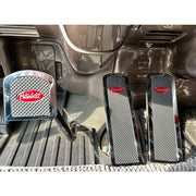 billet aluminum Peterbilt 379 389 359 foot pedals with rubber insert red logo #RZ-PS3-PB-DEC red FOOT PEDALS Dark Slate Gray