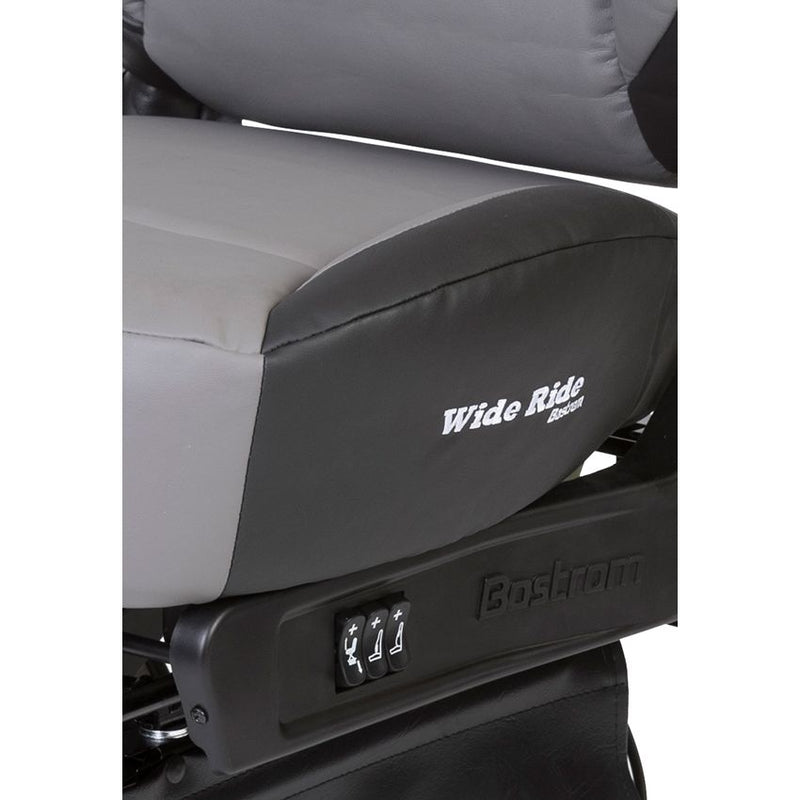 #5A19071-900 Bostrom Semi-Truck Seat - Wide Ride Core Low Base Mid-Back w/ Armrests - Black Ultra-Leather