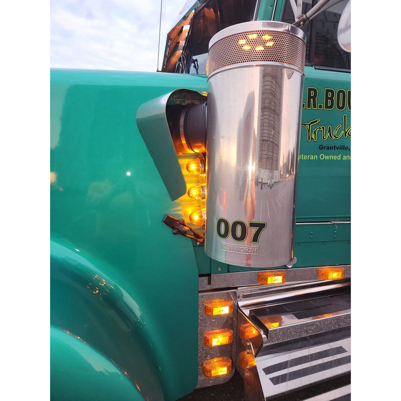 JML Kustoms 15" FRONT KENWORTH AIR CLEANER BRACKET, RADUIS STYLE (SOLD IN PAIRS) #1720 (does not include lights)