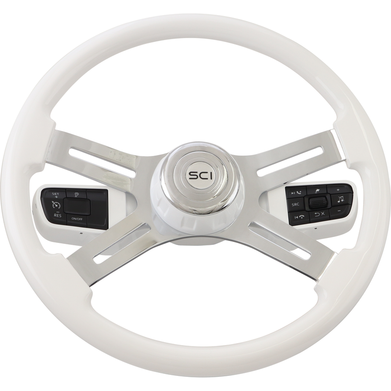 #9505 For Kenworth and Peterbilt trucks (2023 newer)-Must use classic SCI Wheel 18" only -Does not include switches -Includes Hub Adapter Steering Wheel Hub Light Gray