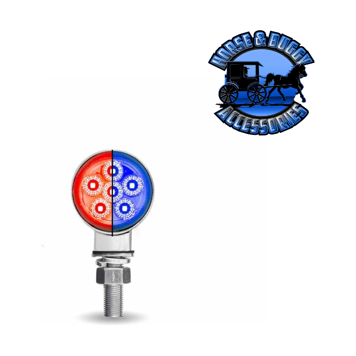 1.8" Mini Double Face Round Reflector LED Light - Trux Dual Revolution (Choose Color) DOUBLE FACE Amber/Red to Blue - 12 Diodes,Amber/Red to Green - 12 Diodes,Amber/Red to Purple - 12 Diodes Light Pink