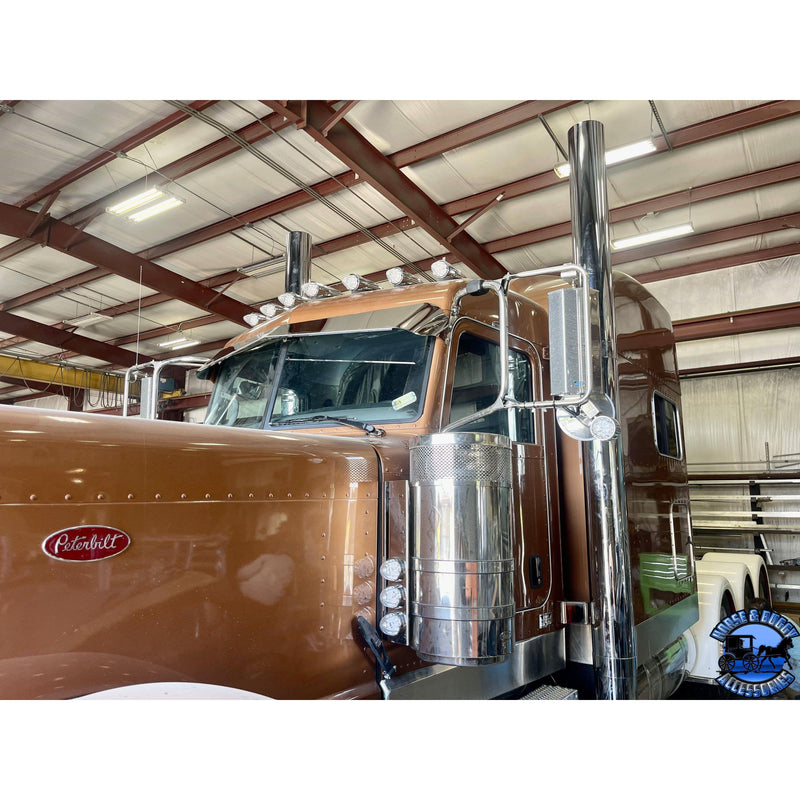 Rollin low "timeless" 9"x5" Peterbilt visor reverse bowtie 304 stainless #1052 PETERBILT VISOR Dim Gray