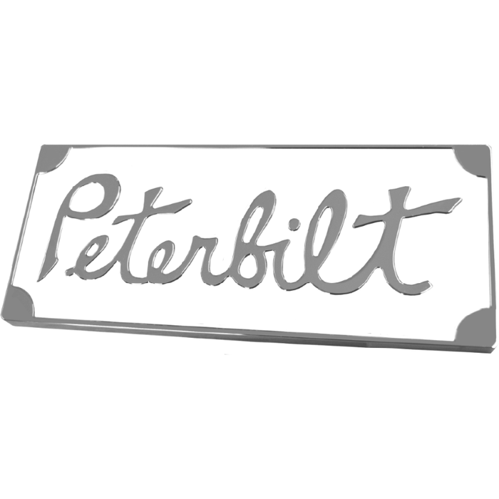 Light Slate Gray PETERBILT OLD STYLE ENGRAVED EMBLEM RECT. WHITE 108 EMBLEM
