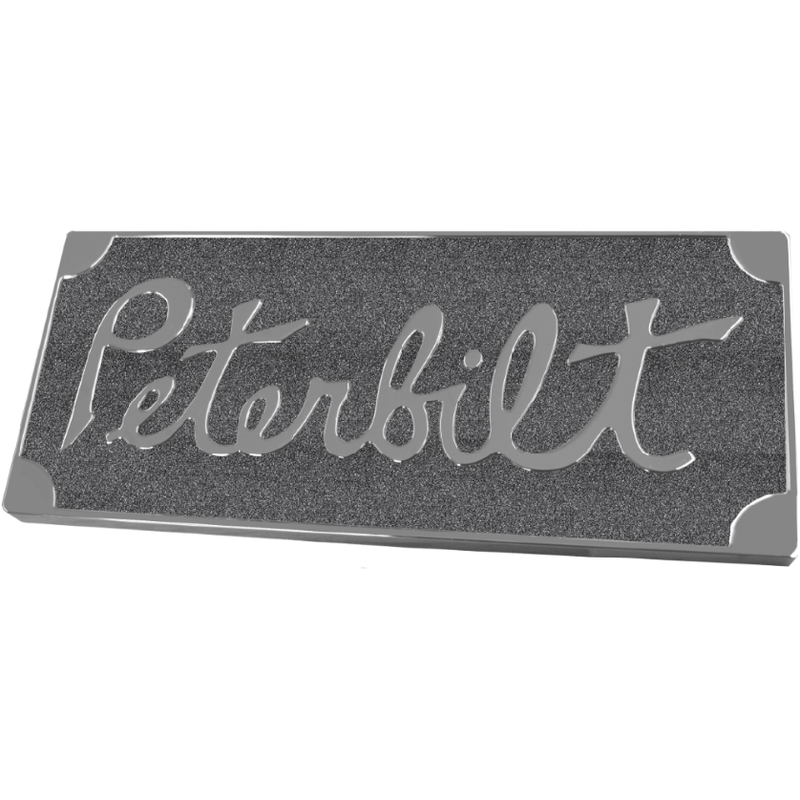 PETERBILT OLD STYLE ENGRAVED EMBLEM RECT. METALLIC BLACK 195 EMBLEM Dim Gray