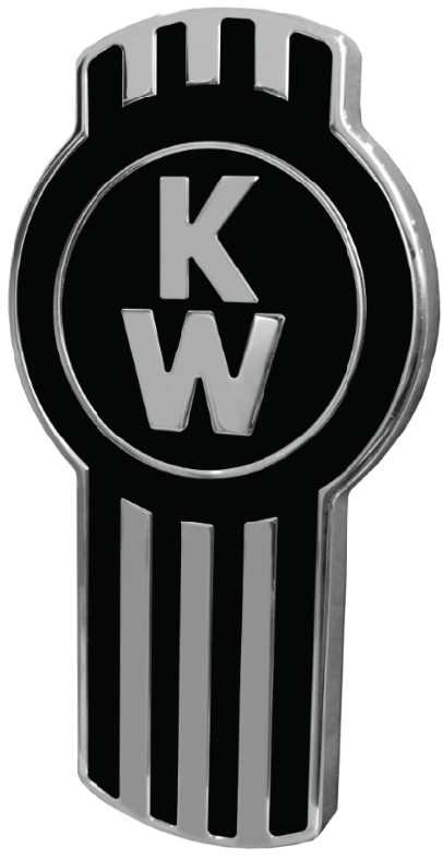 Black KENWORTH EMBLEM ENGRAVED BLACK/CHROME 190