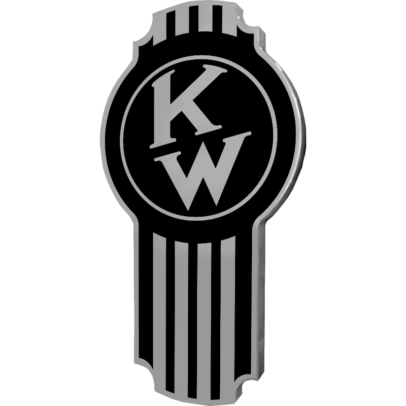 KENWORTH EMBLEM OLD STYLE BLACK/CHROME 190 EMBLEM Dark Gray