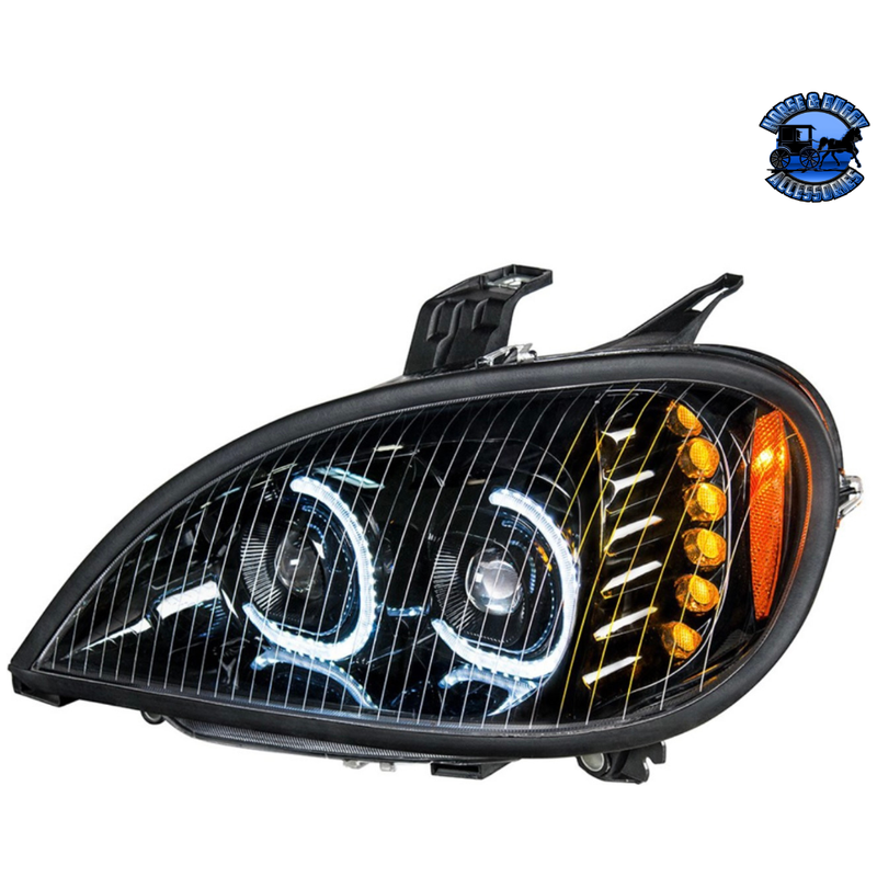 HIGH POWER LED PROJECTION HEADLIGHT FOR 2001-2020 FREIGHTLINER COLUMBIA (Choose Color) (Choose Side) LED Headlight Black / Driver's Side Black