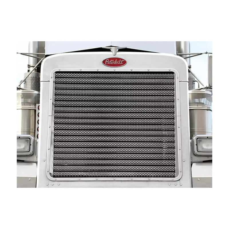 RW-35129 Horizontal Python 18 Bar Grille Inserts W/ Oval Holes for Peterbilt 379 Extended Hood Light Gray
