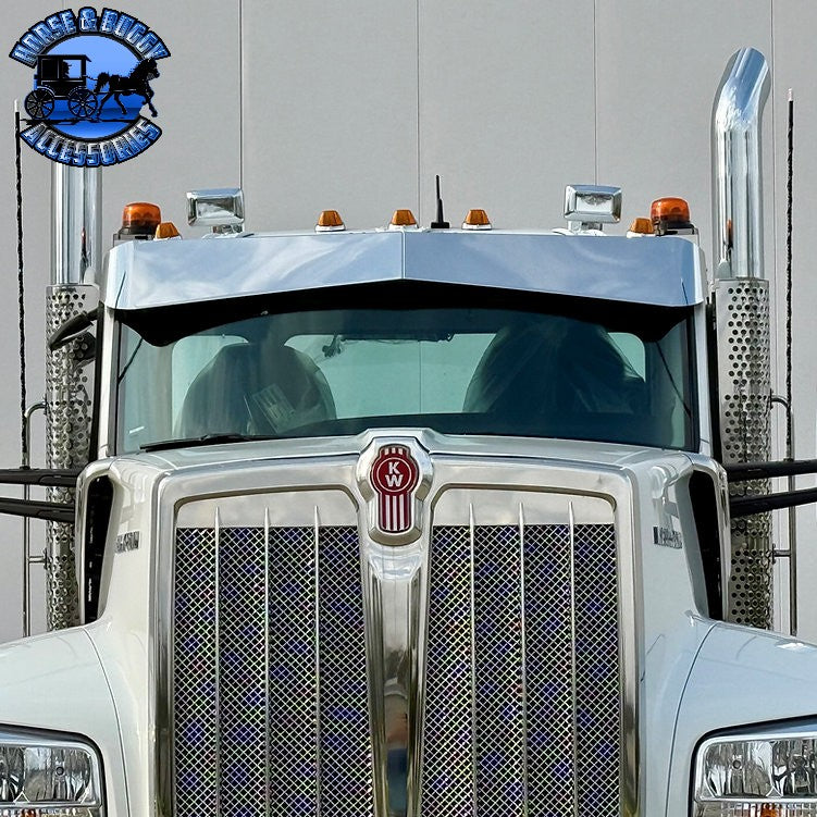 Peterbilt & Kenworth (No Drill) OEM Bracket Mount 2.1M Cab Visors (Choose Size) 589,567,579,t680,t880,w990