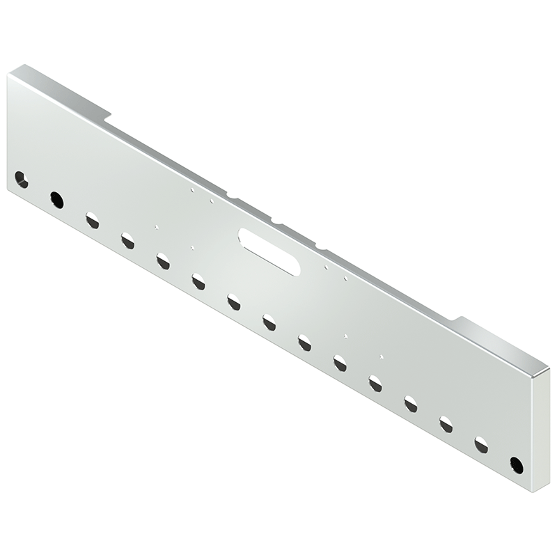 E-CB-0010-11-R15 18'' FREIGHTLINER CLASSIC BOXED W/ TOW & BOLT HOLE & 15- 2'' LIGHT HOLES (1984-1999) bumper Light Gray