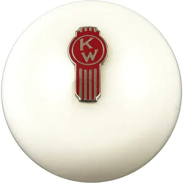 Beige Kenworth Emblem Brake Knobs (5/8"-11 female threads) brake knob White Crooked