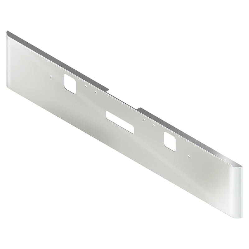 E-CU-0110-06 18'' FREIGHTLINER CLASSIC XL DAY CAB ROLLED END BUMPER W/ 2 LARGE TOW HOLES & CENTER & BOLT HOLES (2004-2007) bumper Light Gray