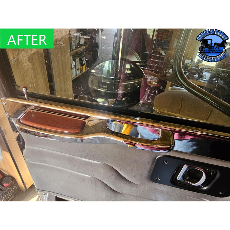 #PDH579  Aluminum and Rosewood Door Handle/Armrest without Fingergrips DOOR HANDLE Dim Gray