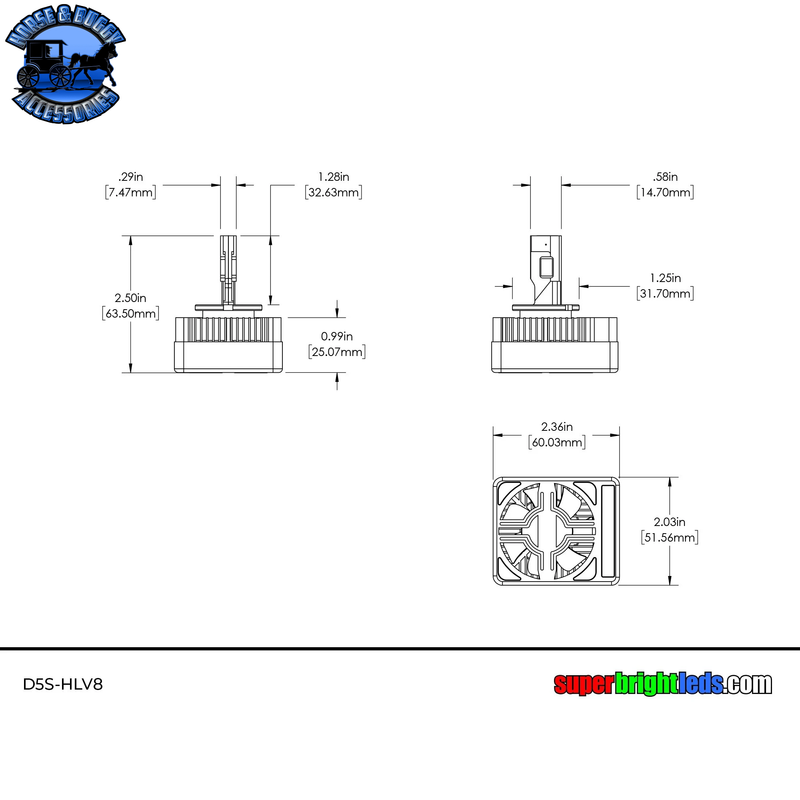 SB-D5S-HLV8 D5S LED Headlight Conversion Kit with Internal Driver - HID Replacement - 6500K - 8,000 Lumens / Set