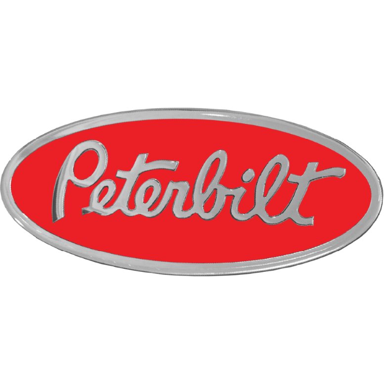 PETERBILT EMBLEM ENGRAVED OVAL RED/CHROME 440 EMBLEM Orange Red