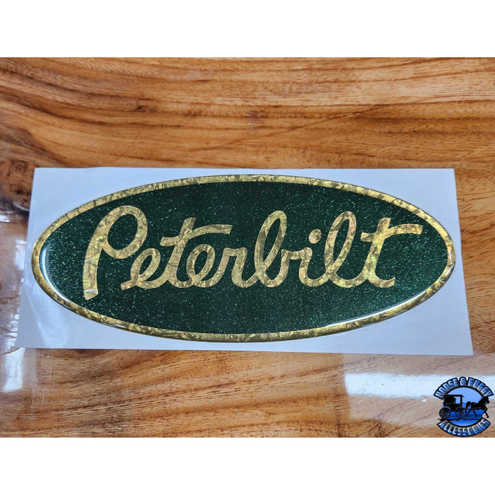 Sienna Custom Peterbilt Emblem Decal Replacements Made In The USA (Choose Color) Emblems Metallic Dark Green/Gold