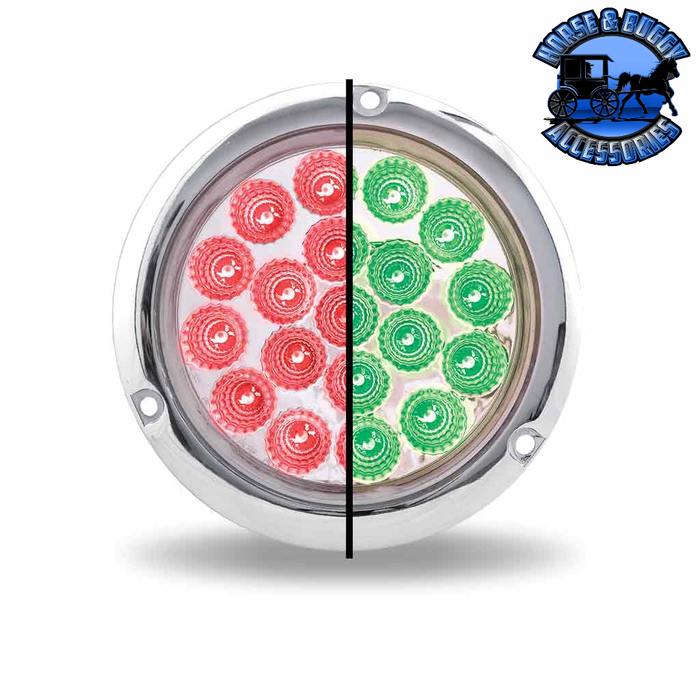 Gray 4" Round Trux Dual Revolution LEDs Flange mount  (Choose Style and Color) 4" ROUND Red to Green Flange Mount -  #TLED-4XRGF
