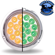 4" Round Trux Dual Revolution LEDs Flange mount  (Choose Style and Color) 4" ROUND Amber to Green Flange Mount -  #TLED-4XAGF DICOUNTINUED Gray