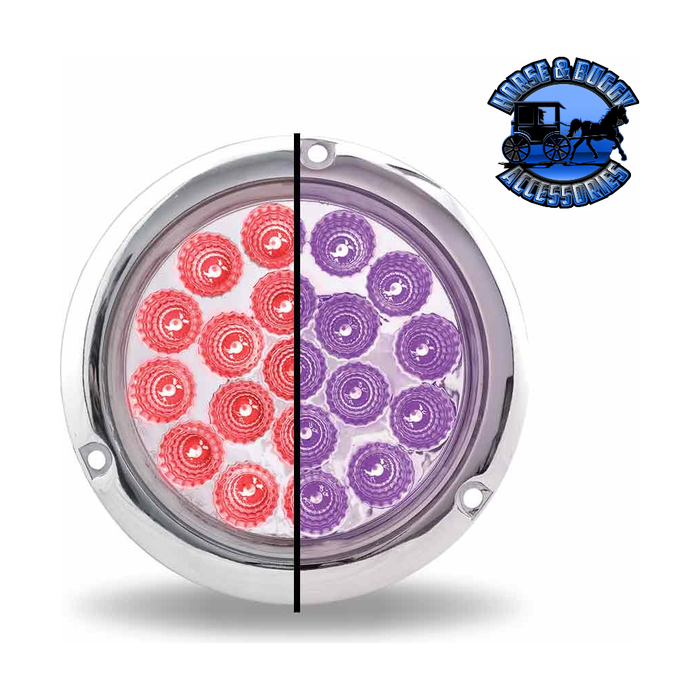Gray 4" Round Trux Dual Revolution LEDs Flange mount  (Choose Style and Color) 4" ROUND Red to Purple Flange Mount -  #TLED-4XRPF