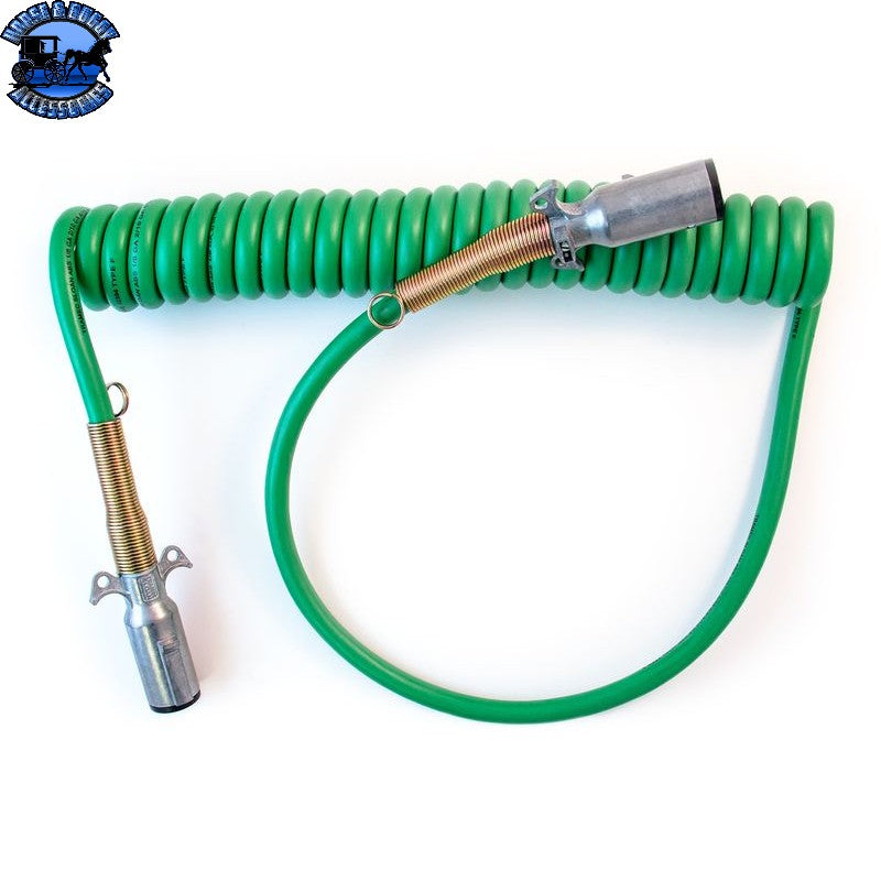 TS-421207 Cable, ABS, Coil, 7-Way Metal, ABS Green, 20', 12" Leads