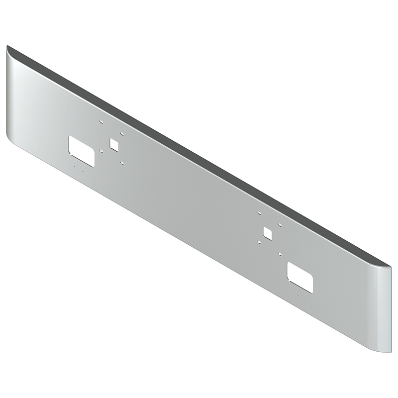 E-ER-2010-06 18'' INTERNATIONAL ROLLED EDGE BUMPER; W/TOW& BOLT & FOG LIGHT HOLES BUMPER Gray