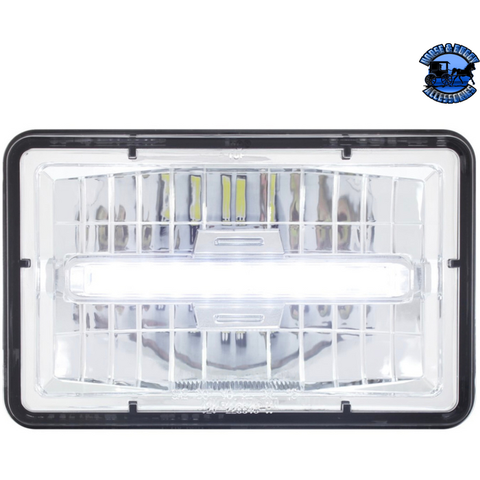 Light Gray ULTRALIT - 4" X 6" RECTANGULAR LED HEADLIGHT WITH LED POSITION LIGHT (Choose Color) (Choose High or Low) LED Headlight White / Low