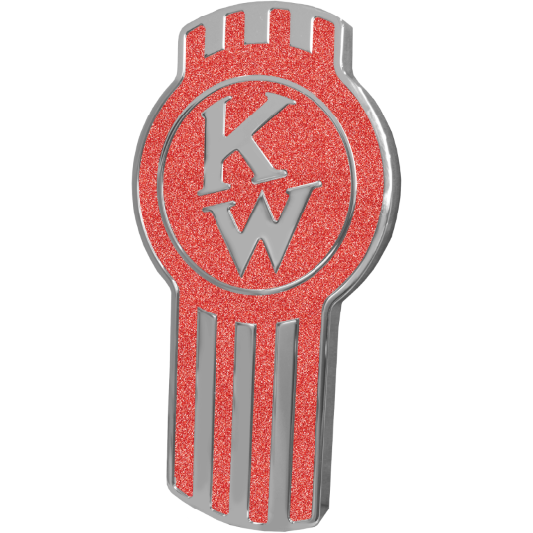KENWORTH EMBLEM ENGRAVED OLD STYLE RED METALLIC 481 EMBLEM Tomato