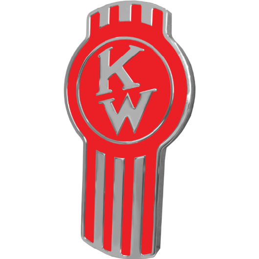 KENWORTH EMBLEM ENGRAVED OLD STYLE RED/CHROME 440 EMBLEM Orange Red