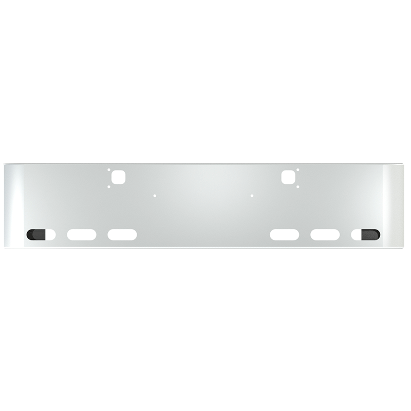 #FE-0010-41-006 KENWORTH W900B,W900L 20" ROLLED END SQUARE 10 GA STEEL CHROME WITH BOLT HOLES TOW PIN HOLES (6 oval light holes-3 on each end)