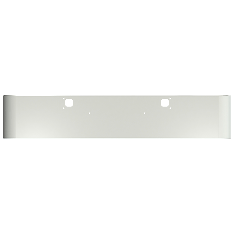 E-FE-0010-96 18'' KW W900 HAND ROLLED EDGE SQUARE BUMPER W/BOLT & TOW HOLES Kenworth bumper Light Gray