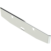 FE-0210-020 KENWORTH W900B, W900L 16" TAPER ROLLED END BUMPER CHROME WITH BOLT HOLES, STEP HOLE, TOW PIN HOLES LIGHT DUTY BUMPER Light Gray