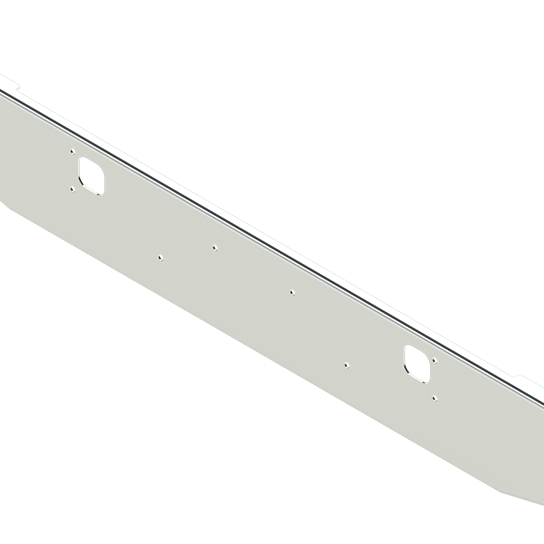 Light Gray E-FE-0210-06 18'' KW ROLLED END BUMPER W/ BOLT & TOW & STEP HOLE Kenworth bumper