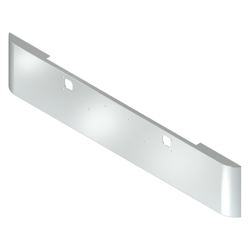 E-FJ-0010-06 1989 AND LATER KENWORTH W900S 18" TEXAS SQUARE 7 GA STEEL CHROME BOLT HOLES, TOW PIN HOLES Kenworth bumper Light Gray