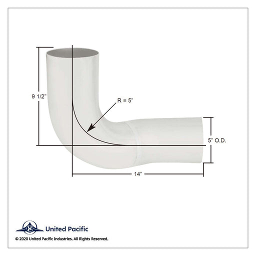 UNITED PACIFIC ALUMINIZED EXHAUST ELBOW FOR FREIGHTLINER 04-15077-000 PART NO. 6467 EXHAUST Light Gray