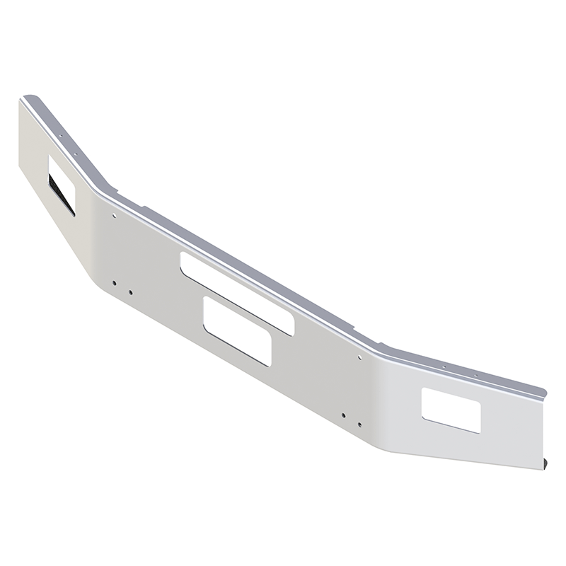e-fn-2011-26 14'' KW 2004 AND LATER T-800B CONVENTIONAL 7" BREAK BACK TAPER 7 GA STEEL CHROME BOLT HOLES, LIGHT HOLES, STEP HOLE, CENTER TOW PIN HOLE Kenworth bumper Light Gray