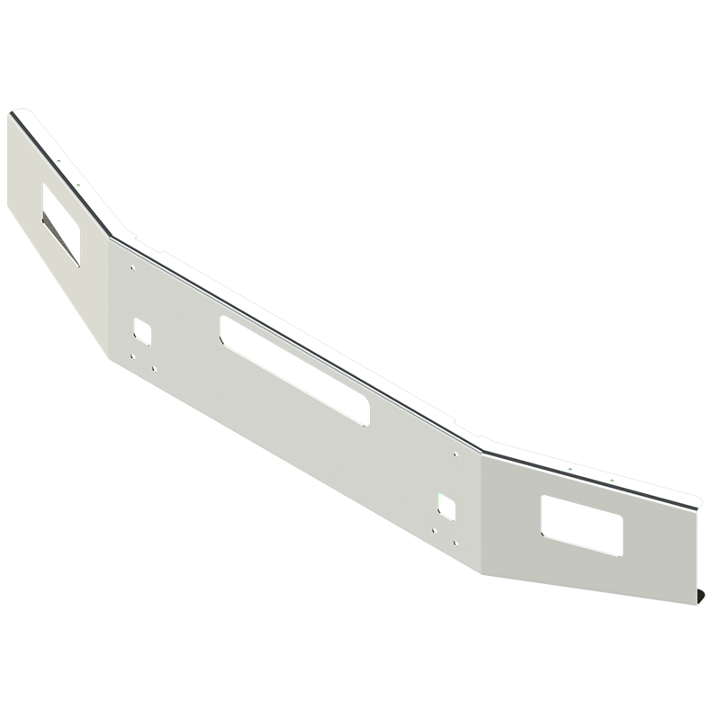 E-FN-2101-26 14'' T880 OPEN END BUMPER W/ BOLT & TOW & STEP & FOG LIGHT HOLES (2004+) Kenworth bumper Light Gray
