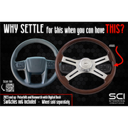 #9505 For Kenworth and Peterbilt trucks (2023 newer)-Must use classic SCI Wheel 18" only -Does not include switches -Includes Hub Adapter Steering Wheel Hub Black